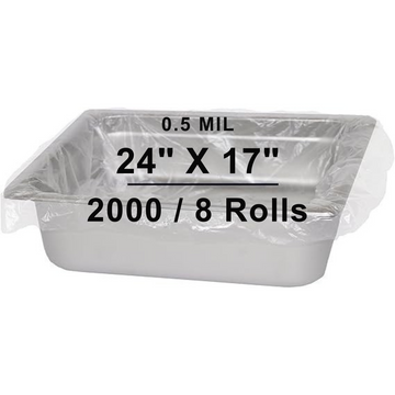 24X17 inches Steam Table Pan Liners 0.5 Mil With Twist Ties HDPE